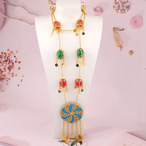Long Chain Necklace Plated Jewelry Pendant Ottoman Totem Kurdish Wedding