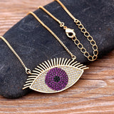 Lucky Eye Necklace Zircon Evil Eye Choker Charms Link Chain Necklace