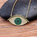 Lucky Eye Necklace Zircon Evil Eye Choker Charms Link Chain Necklace