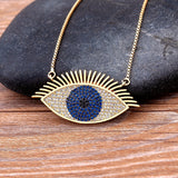 Lucky Eye Necklace Zircon Evil Eye Choker Charms Link Chain Necklace