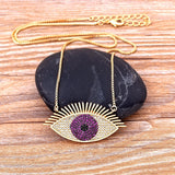 Lucky Eye Necklace Zircon Evil Eye Choker Charms Link Chain Necklace