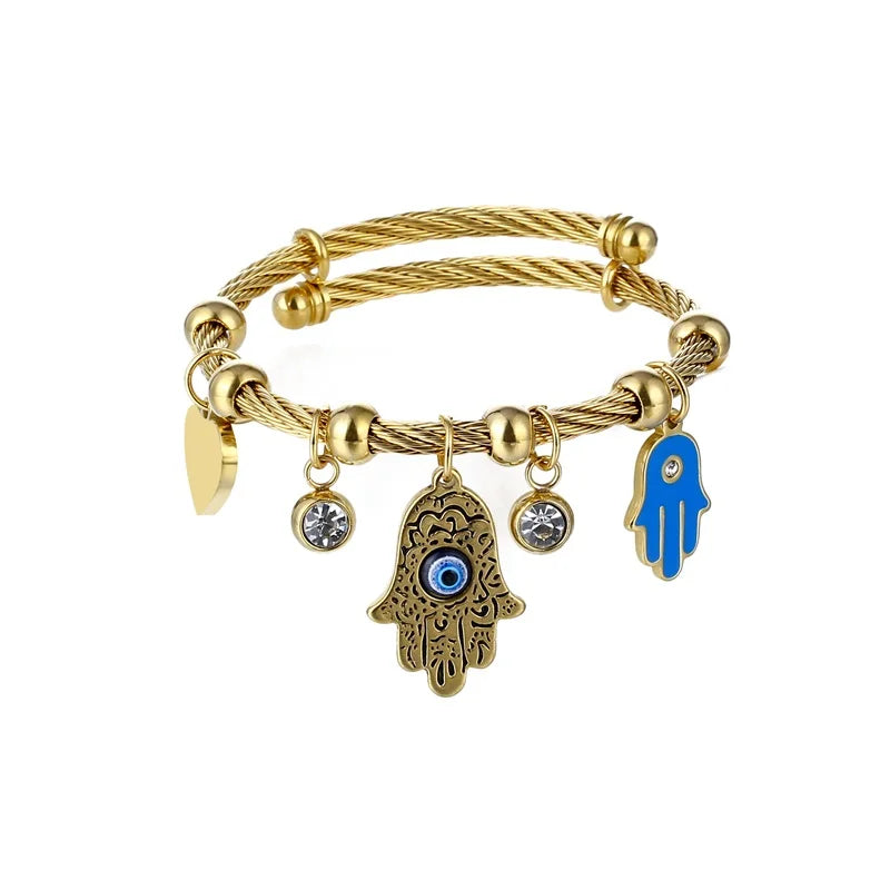 Lucky Fatima Hand Evil Eye Heart Adjustable Bracelets