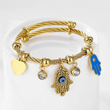 Lucky Fatima Hand Evil Eye Heart Adjustable Bracelets