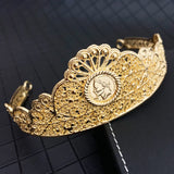 Metal Plated Tiara Coins for Women Forehead Hair Jewelry Wedding Accessories
