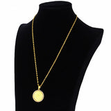 Ottoman Zircon Round Pendant Necklace Metal Flower Bird Carving Men's Jewelry