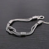 Silver Weaving Rope Foxtail Chain Bracelet Vintage Jewelry