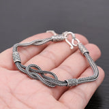 Silver Weaving Rope Foxtail Chain Bracelet Vintage Jewelry