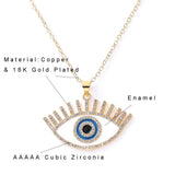 Zircon Hamsa Hand Evil Eye Necklace for Women