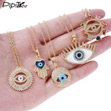 Zircon Hamsa Hand Evil Eye Necklace for Women