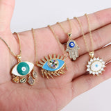 Zircon Hamsa Hand Evil Eye Necklace for Women