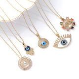 Zircon Hamsa Hand Evil Eye Necklace for Women