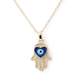 Zircon Hamsa Hand Evil Eye Necklace for Women