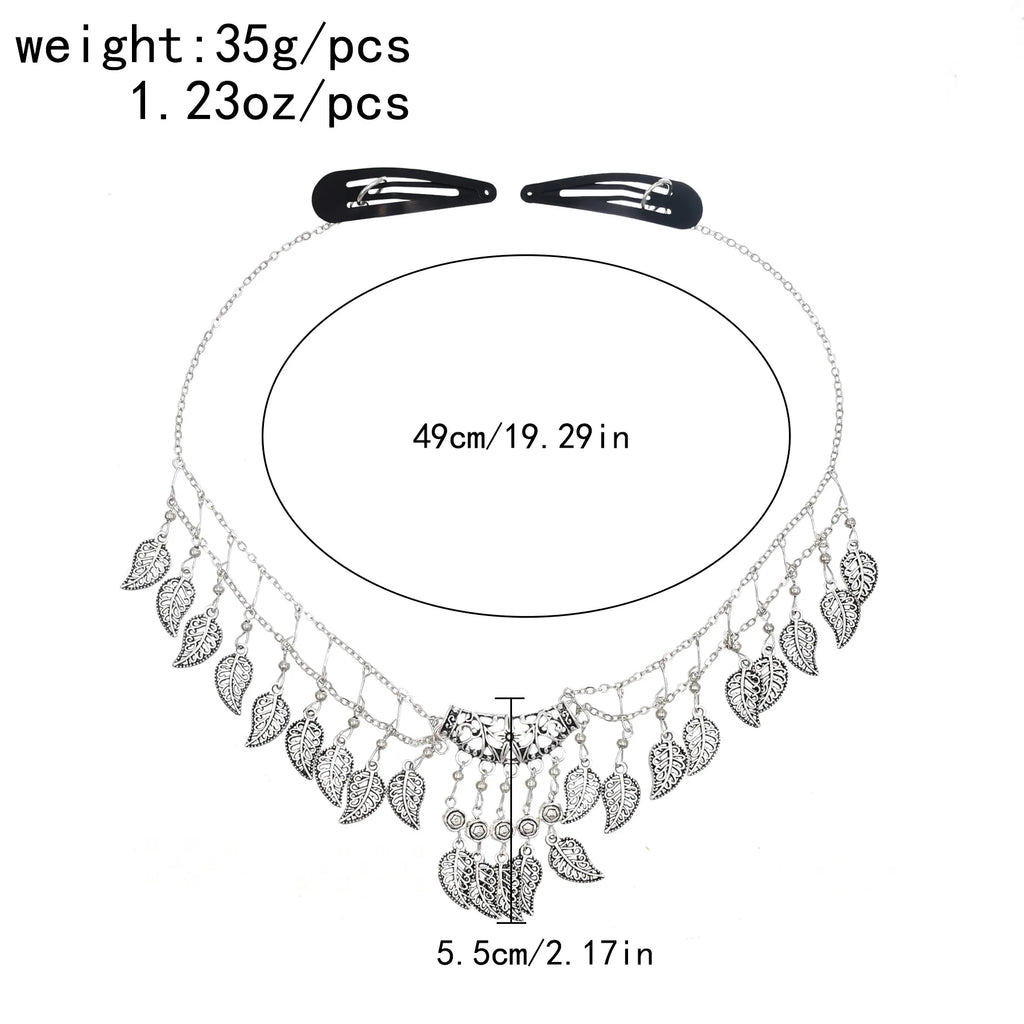 Vintage Leaf Pendant Head Chains & Earrings Sets for Women