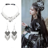 Vintage Leaf Pendant Head Chains & Earrings Sets for Women
