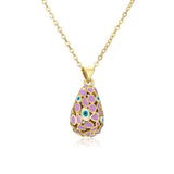 Water Drop Evil Eye Pendant Necklace Colorful Enamel 18K Plated Y2K