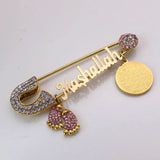 Evil Eye Stainless Steel Pink Brooch Ayatul Kursi Baby Pin