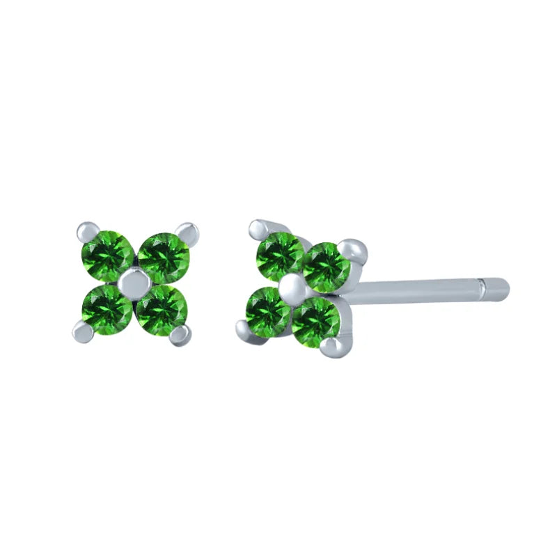 Turquoise 925 Silver Ear Needle Green Zircon Pendant Earrings