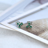 Turquoise 925 Silver Ear Needle Green Zircon Pendant Earrings