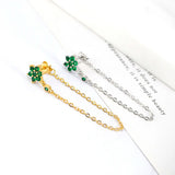 Turquoise 925 Silver Ear Needle Green Zircon Pendant Earrings