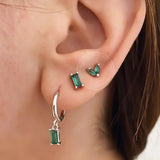 Turquoise 925 Silver Ear Needle Green Zircon Pendant Earrings