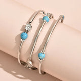 Turquoise Bangle Charm Bracelet Bohemian Copper Wrap Jewelry