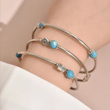 Turquoise Bangle Charm Bracelet Bohemian Copper Wrap Jewelry