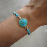 Turquoise Beaded Braid Bracelet - Gift for Friends, Sisters, Wedding