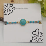 Turquoise Beaded Braid Bracelet - Gift for Friends, Sisters, Wedding