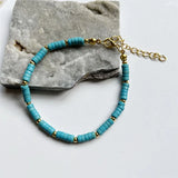 Turquoise Beaded Bracelet Heishi Gemstone School Jewelry
