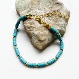 Turquoise Beaded Bracelet Heishi Gemstone School Jewelry