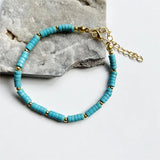 Turquoise Beaded Bracelet Heishi Gemstone School Jewelry