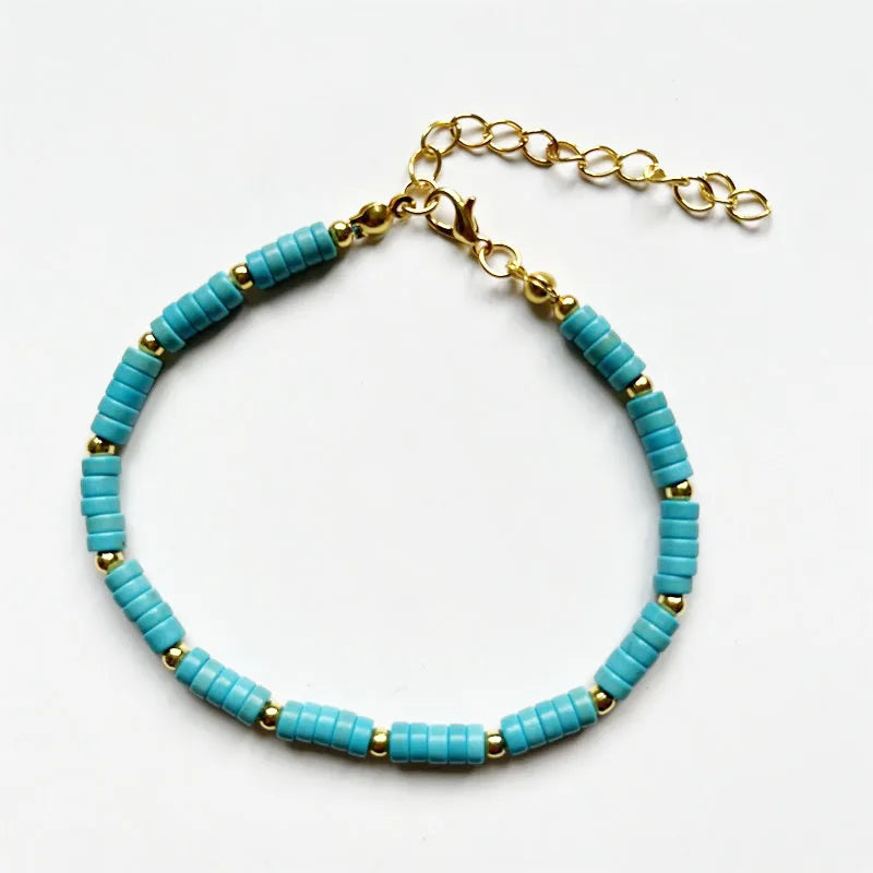 Turquoise Beaded Bracelet Heishi Gemstone School Jewelry