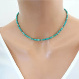 Turquoise Beaded Gemstone Necklace Choker