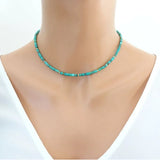 Turquoise Beaded Gemstone Necklace Choker