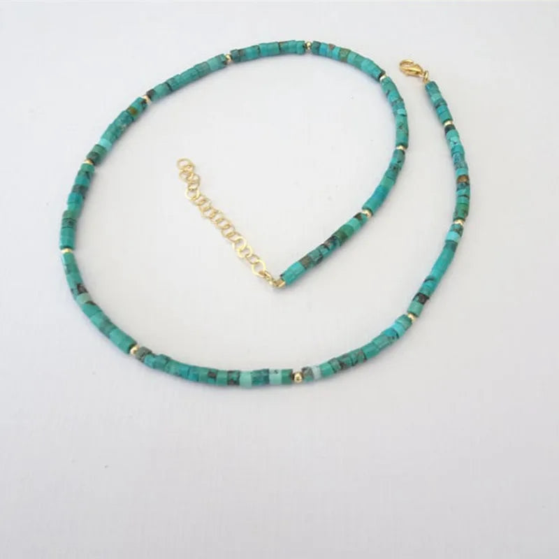 Turquoise Beaded Gemstone Necklace Choker