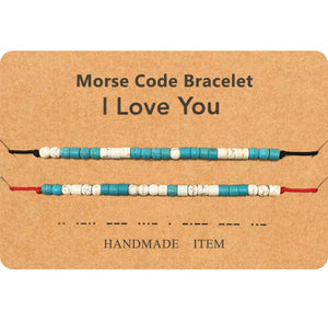 Turquoise Beads Morse Code Bracelet - Family/Couple/Friendship