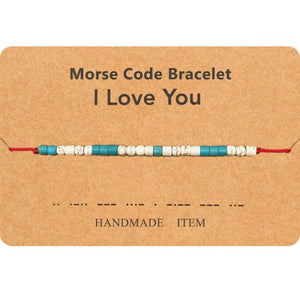 Turquoise Beads Morse Code Bracelet - Family/Couple/Friendship