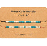 Turquoise Beads Morse Code Bracelet - Family/Couple/Friendship