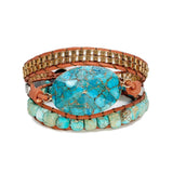 Turquoise Braided Bracelet Lucky Stone Colorful Woven Charm Bracelet for Women