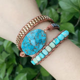 Turquoise Braided Bracelet Lucky Stone Colorful Woven Charm Bracelet for Women