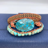 Turquoise Braided Bracelet Lucky Stone Colorful Woven Charm Bracelet for Women