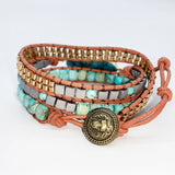 Turquoise Braided Bracelet Lucky Stone Colorful Woven Charm Bracelet for Women