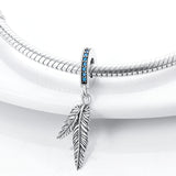 Turquoise Feather Dangle Charm Pendant for Jewelry Making