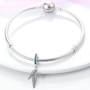 Turquoise Feather Dangle Charm Pendant for Jewelry Making