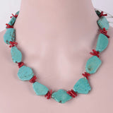 Turquoise Gemstone DIY Coral Branch Necklace Chain 18inches