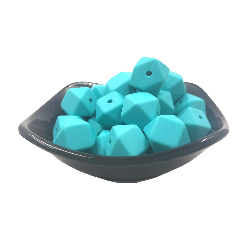 Turquoise Hexagon Silicone Bead 14mm for Keychain Bracelet Necklace