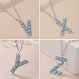 Turquoise Initial Necklace Letter Pendant Necklaces Alphabet Pendant Necklace