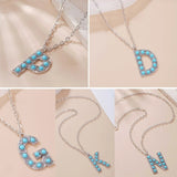 Turquoise Initial Necklace Letter Pendant Necklaces Alphabet Pendant Necklace