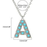 Turquoise Initial Necklace Letter Pendant Necklaces Alphabet Pendant Necklace