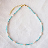 Turquoise & Freshwater Beads Choker Boho Women's Necklace